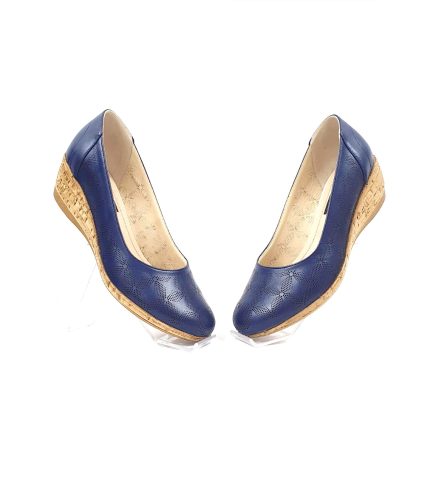 Pantofi dama perforati din piele naturala - Bleumarin - T13 BL