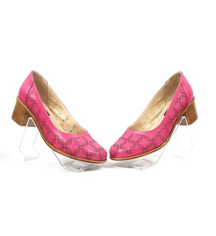 Pantofi dama perforati din piele naturala - Roz - T13 RZ