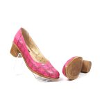 Pantofi dama perforati din piele naturala - Roz - T13 RZ