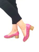 Pantofi dama perforati din piele naturala - Roz - T13 RZ