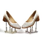 Pantofi dama perforati din piele naturala - Bej Sidef - T14 BJS