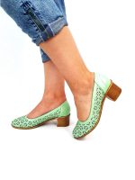 Pantofi dama perforati din piele naturala - Vernil - T15 VN