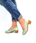 Pantofi dama perforati din piele naturala - Vernil - T13 VN