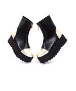 Bocanci vara perforati din piele naturala - Negru Box Auriu - BV25 NBA