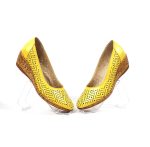 Pantofi dama perforati din piele naturala - Galben - T14 GA