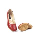 Pantofi dama perforati din piele naturala - Rosu - T14 R