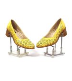 Pantofi dama perforati din piele naturala - Galben - T15 GA