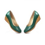 Pantofi dama perforati din piele naturala - Verde - T15 V