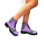 Bocanci dama din piele naturala - Lila cu triunghiuri- BC20 LT