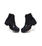 Bocanci dama din piele naturala - Negru box cu camuflaj negru- BC20 NBCN