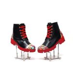 Bocanci dama din piele naturala - Negru cu patratele 3D- BC26 NP3D