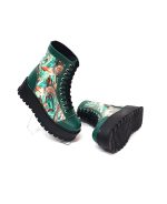Bocanci dama din piele naturala - Verde cu pictura verde - BC31 VPV