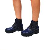 Bocanci dama din piele naturala - Bleumarin cu Croco - BC35 BCR