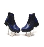 Bocanci dama din piele naturala - Bleumarin cu Croco - BC35 BCR