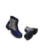 Bocanci dama din piele naturala - Bleumarin cu Croco - BC35 BCR