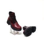 Bocanci dama din piele naturala - Bordo cu Croco - BC35 BOC