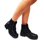 Bocanci dama din piele naturala - Negru Box cu Antilopa - BC35 NBA
