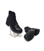 Bocanci dama din piele naturala - Negru Box cu Camuflaj Negru - BC35 NBCN