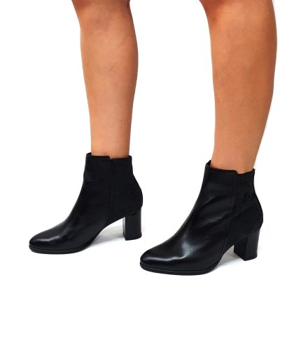 Ghete dama din piele naturala - Negru Box cu Sarpe Negru - GX31 NBSN