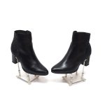 Ghete dama din piele naturala - Negru Box cu Sarpe Negru - GX31 NBSN