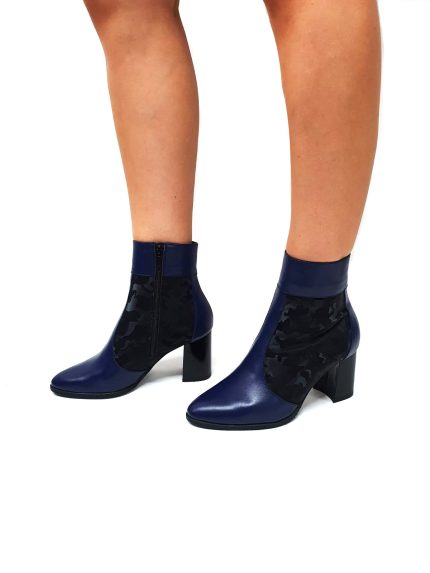 Ghete dama din piele naturala - Bleumarin cu Camuflaj Negru - GX32 BCN