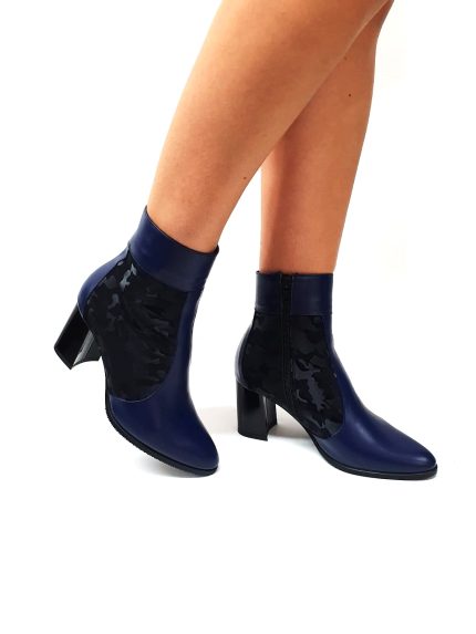 Ghete dama din piele naturala - Bleumarin cu Camuflaj Negru - GX32 BCN