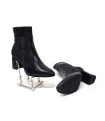 Ghete dama din piele naturala - Negru Box cu Croco Negru - GX32 NBCN