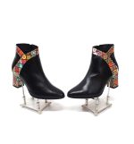 Ghete dama din piele naturala - Negru Box cu Patratele 3D - GX44 NBP3D