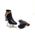 Ghete dama din piele naturala - Negru Box cu Patratele 3D - GX44 NBP3D