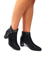 Ghete dama din piele naturala - Negru Box Lacrima - GX44 NBL