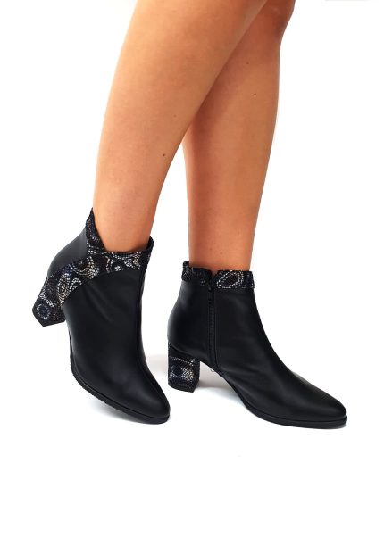 Ghete dama din piele naturala - Negru Box Lacrima - GX44 NBL