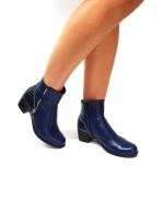 Ghete dama din piele naturala - Bleumarin box cu croco - GX51 BBC