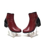 Ghete dama din piele naturala - Bordo box cu negru box - GX51 BON