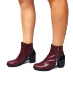 Ghete dama din piele naturala - Bordo box cu negru box - GX51 BON