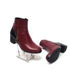 Ghete dama din piele naturala - Bordo box cu negru box - GX51 BON