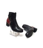 Ghete dama din piele naturala - Negru box cu bordo box - GX51 NBO