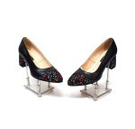 Pantofi dama din piele naturala - Negru Box cu Patratele Colorate - A3 NBPC
