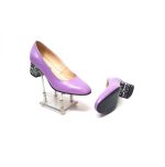 Pantofi dama din piele naturala - Lila cu Triunghiuri - A6 LT