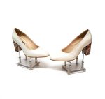 Pantofi dama din piele naturala - Bej Sidef cu Traditional Maro - R7 BSTM