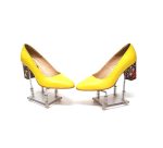 Pantofi dama din piele naturala - Galben Box cu Mozaic 3D - R7 GBM3D
