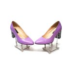 Pantofi dama din piele naturala - Lila cu triunghiuri- R7 LT