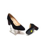 Pantofi dama din piele naturala - Negru Antilopa cu Patratele Colorate- R7 NAPC