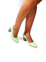 Pantofi dama din piele naturala - Vernil cu Pictura Verde- R7 VPV