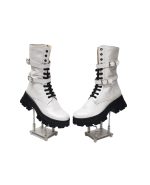 Bocanci dama din piele naturala - Alb Bizonat - BC37 AB