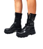 Bocanci dama din piele naturala - Negru Box - BC37 NB