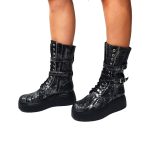 Bocanci dama din piele naturala - Sarpe Negru - BC37 SN