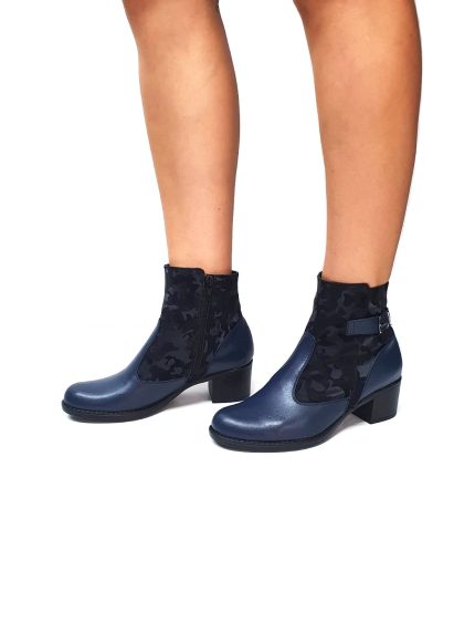 Ghete dama din piele naturala - Blue Box cu Camuflaj Negru - GX52 BBCN