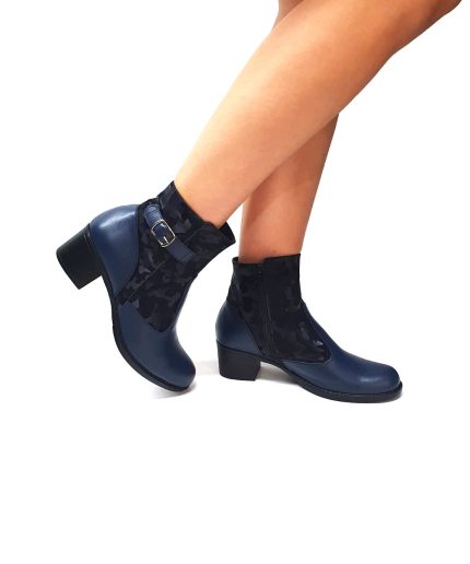 Ghete dama din piele naturala - Blue Box cu Camuflaj Negru - GX52 BBCN
