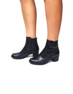 Ghete dama din piele naturala -Negru Box cu Sarpe Negru - GX52 NBSN
