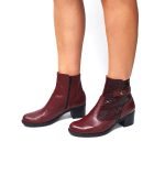 Ghete dama din piele naturala -Bordo Box cu Croco - GX53 BoBC